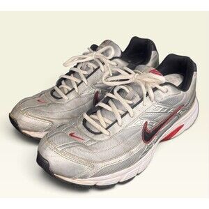 Nike Initiator Men's Size 11.5 Silver Black Red Running Shoes 394055-001